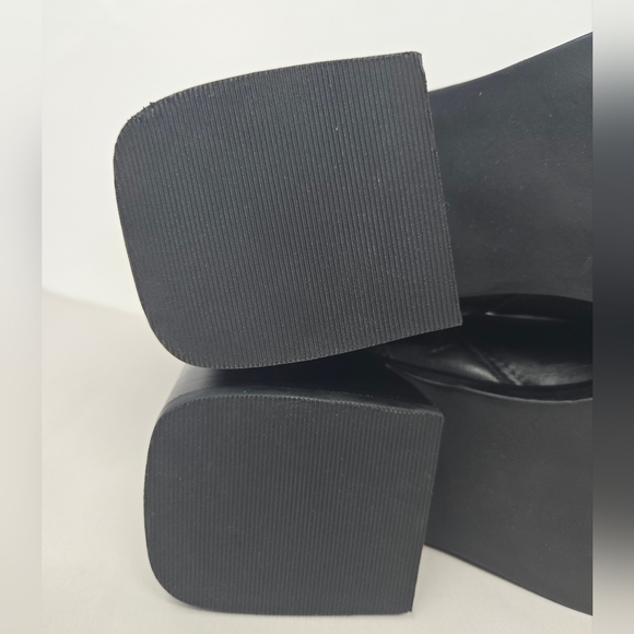 Steve Madden Ruthy Ankle Boots Sz 7.5M Black Leather Oversized Heel Double Zip - Picture 7 of 11